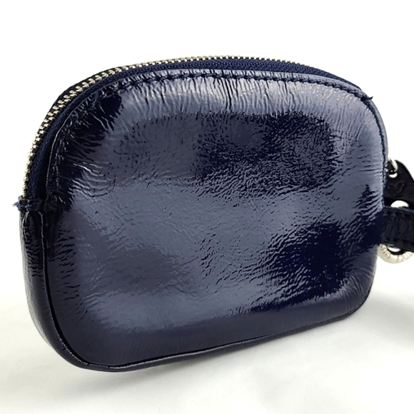 American Eagle Outfitters AEO Patent Navy Blue Lrg Zipper Clutch Wristlet Wallet - Picture 2 of 13